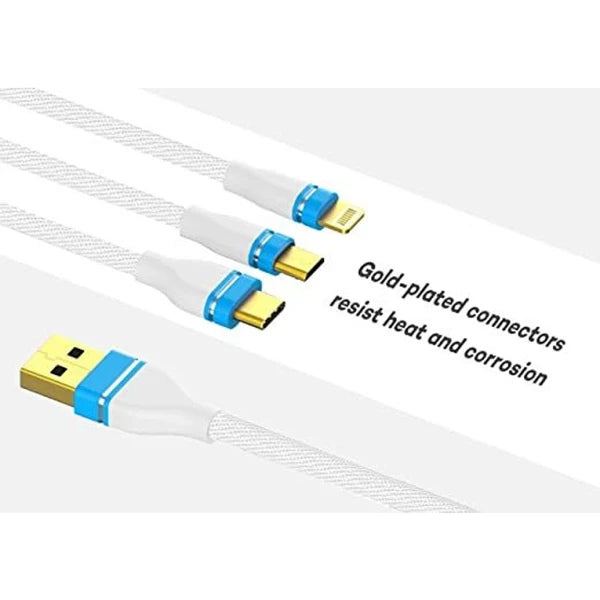 3 in 1 Nylon Braided 3.0 A 1 m Data Cable for Charging Micro USB for iOS and Type C (CLS-2245683)