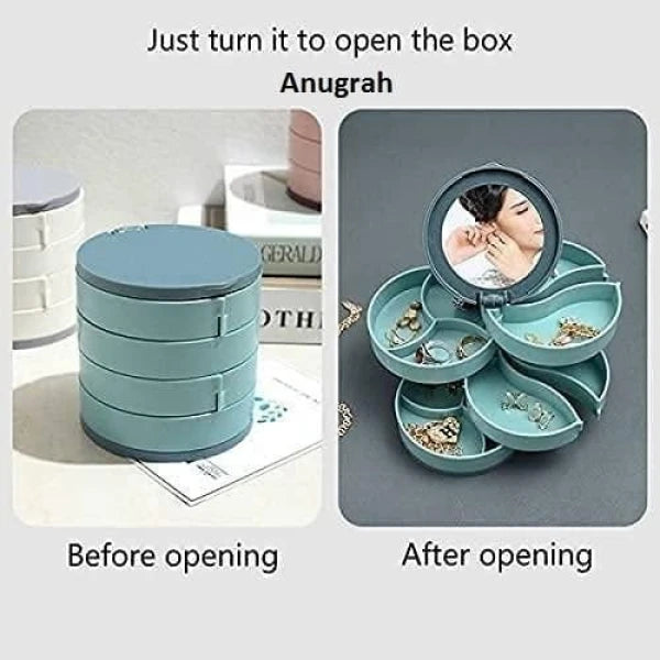 4 Layer Rotating Jewelry Box with Mirror