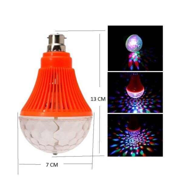 Crystal Disco LED Rotating Bulb Light Single Disco Ball (Ball Dia: 7 cm) (Pack of 2)