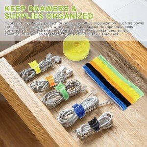 50 Pcs Cable Ties with 1M Cable Ties Reusable, Cable Management Straps (CLS-234881102)