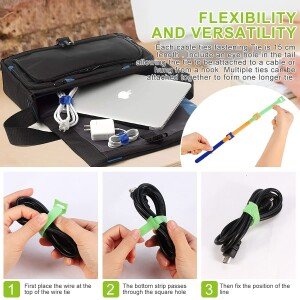 50 Pcs Cable Ties with 1M Cable Ties Reusable, Cable Management Straps (CLS-234881102)