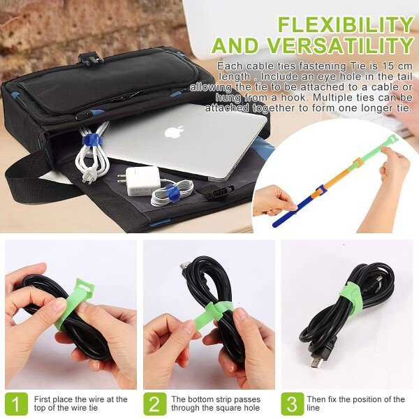 50 Pcs Cable Ties with 1M Cable Ties Reusable, Cable Management Straps (CLS-234881102)