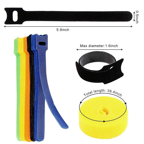 50 Pcs Cable Ties with 1M Cable Ties Reusable, Cable Management Straps (CLS-234881102)