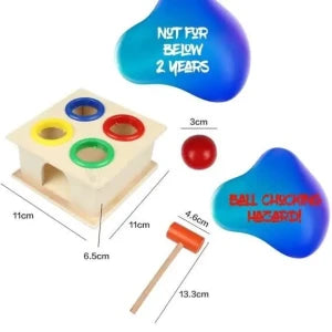 Wooden Hammer Ball Bench with Box Case Toy Set