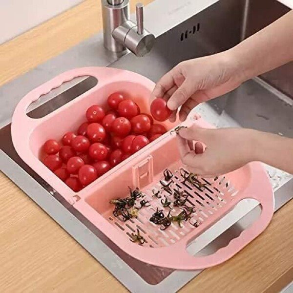 Kitchen Foldable Colander Sink Strainer Basket (Pack of 2)