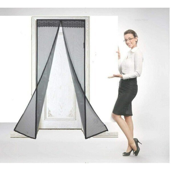 Door Curtain-Mesh Screen Net Home Magnetic Foldable Anti Mosquito Door Curtains (Pack of 2)