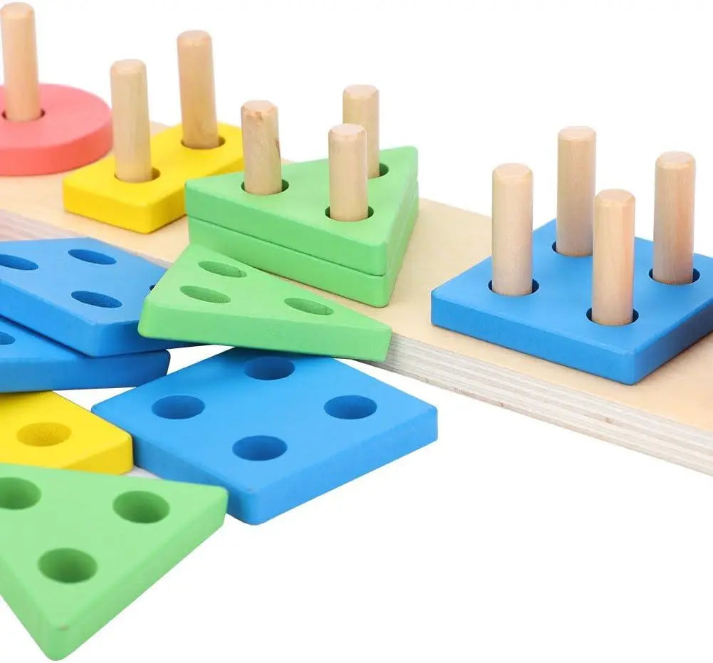 Geometric Shape Matching 5 Column Blocks Learning Toys