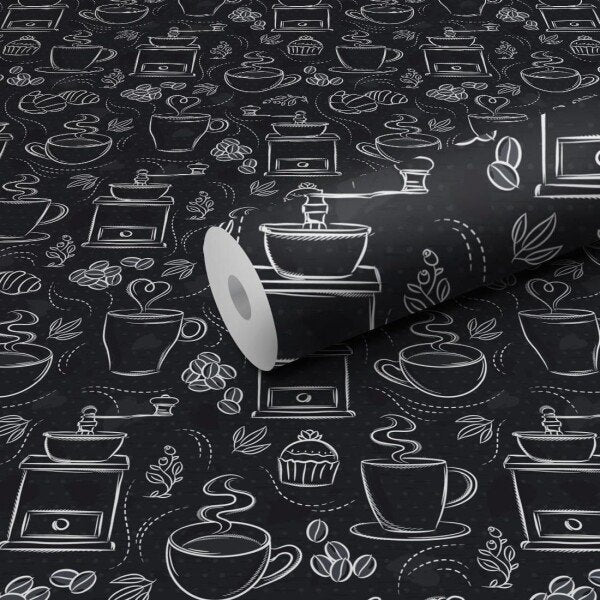 WallDaddy Self Adhesive Wallpaper For Wall (300×40)Cm Wall Sticker |Design CoffeeSketch