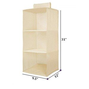 Hanging Wardrobe Organizer- 3 Shelves Non-Woven Fabric Hanging Storage Wardrobe Organizer