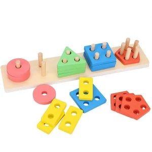 Geometric Shape Matching 5 Column Blocks Learning Toys