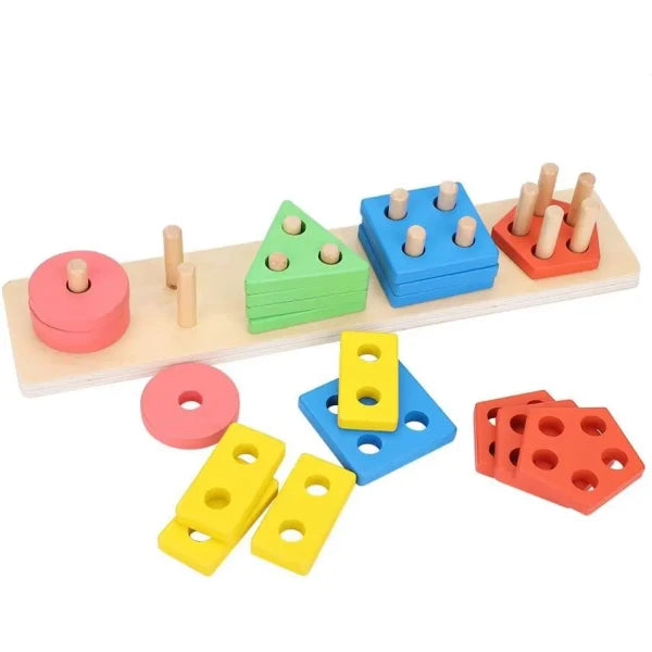 Geometric Shape Matching 5 Column Blocks Learning Toys