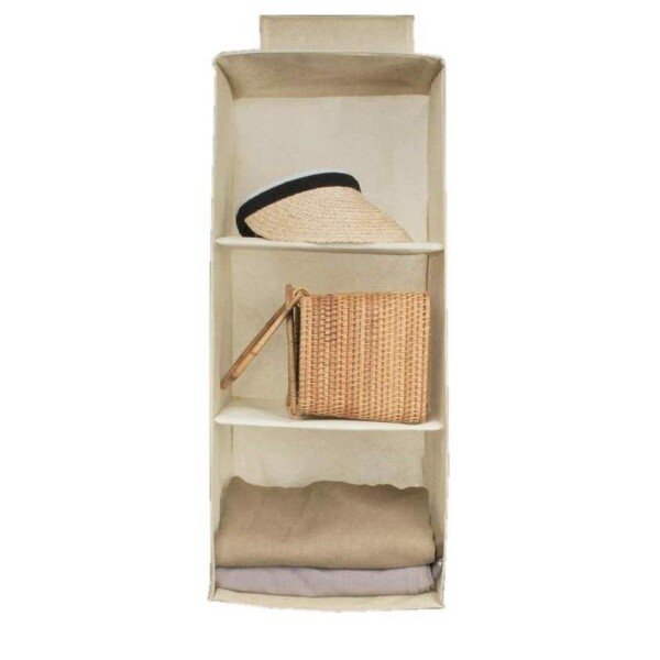 Hanging Wardrobe Organizer- 3 Shelves Non-Woven Fabric Hanging Storage Wardrobe Organizer