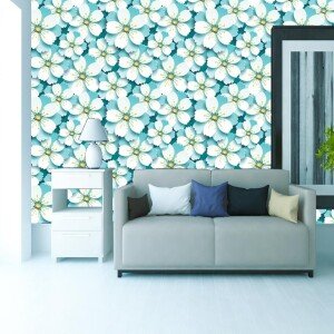 WallDaddy Self Adhesive Wallpaper For Wall (300×40)Cm Wall Sticker |Design BlueFlower