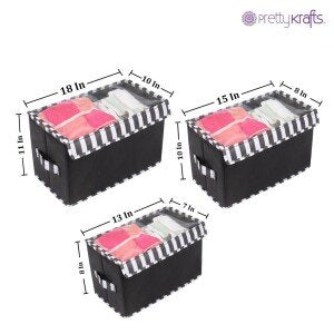 PrettyKrafts Shoe Bag with Center Zipper- Large (Set of 3 pcs) – Purple