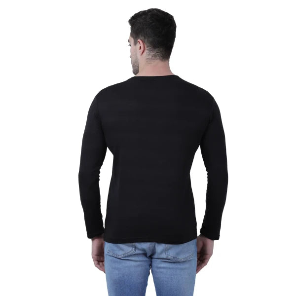 Cotton Solid Round Neck Full Sleeves T-shirt For Men (Pack of 2)