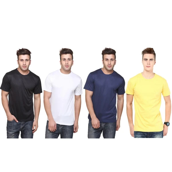 Cotton Solid Round Neck Full Sleeves T-shirt For Men (Pack of 2)