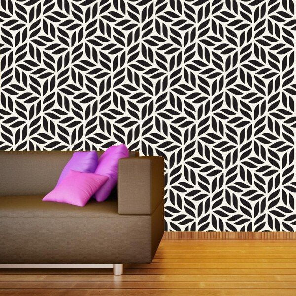 WallDaddy Self Adhesive Wallpaper For Wall (300×40)Cm Wall Sticker |Design Black&WhiteLeaf