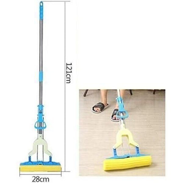 Mop Folding Squeeze Sponge Mop, Stainless Steel Rod-Rubber, Can Expand Cotton Absorbent Mop, Mop Floor Cleaning