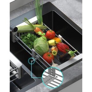 Adjustable Dish Drainer Basket for Kitchen Stainless Steel Dish Drainer Fruits (CLS-2384989)