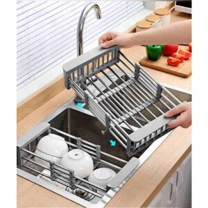Adjustable Dish Drainer Basket for Kitchen Stainless Steel Dish Drainer Fruits (CLS-2384989)