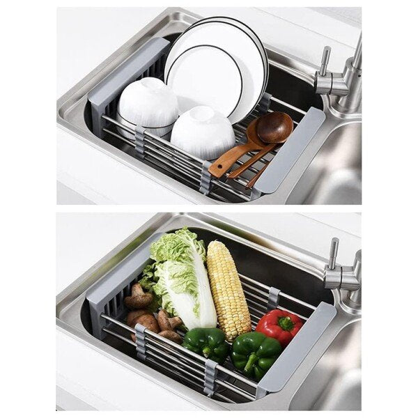 Adjustable Dish Drainer Basket for Kitchen Stainless Steel Dish Drainer Fruits (CLS-2384989)