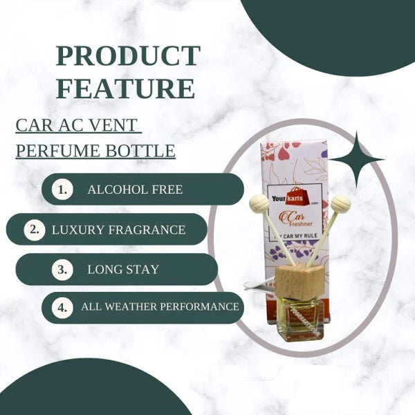 Car A.C vent freshener glass bottle wooden lid with organic essential oil (Pack of 1) (CLS-2388707)
