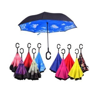 Double Layer Strong waterproof Umbrella with C- Shape Handle (CLS-2332479)