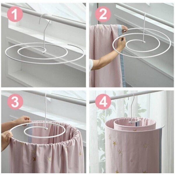 Scale Round Bed Sheet Drying Rack Laundry Hanger for Bed Sheet, Blanket, Mattress, and Towel, White, Iron (CLS-201238604)