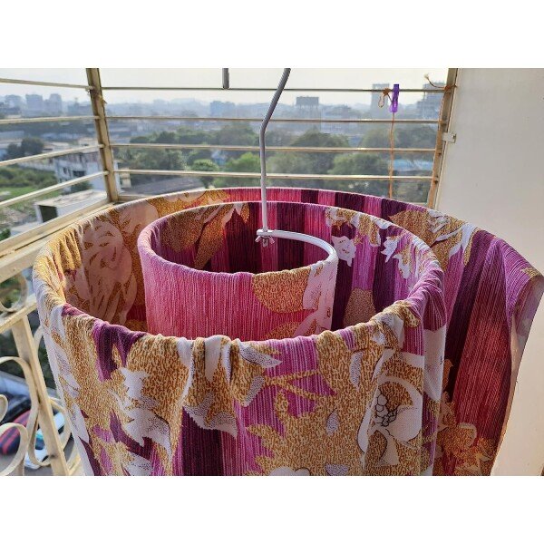 Scale Round Bed Sheet Drying Rack Laundry Hanger for Bed Sheet, Blanket, Mattress, and Towel, White, Iron (CLS-201238604)