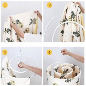 Scale Round Bed Sheet Drying Rack Laundry Hanger for Bed Sheet, Blanket, Mattress, and Towel, White, Iron (CLS-201238604)