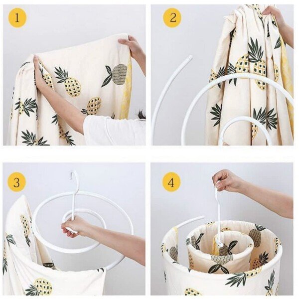 Scale Round Bed Sheet Drying Rack Laundry Hanger for Bed Sheet, Blanket, Mattress, and Towel, White, Iron (CLS-201238604)
