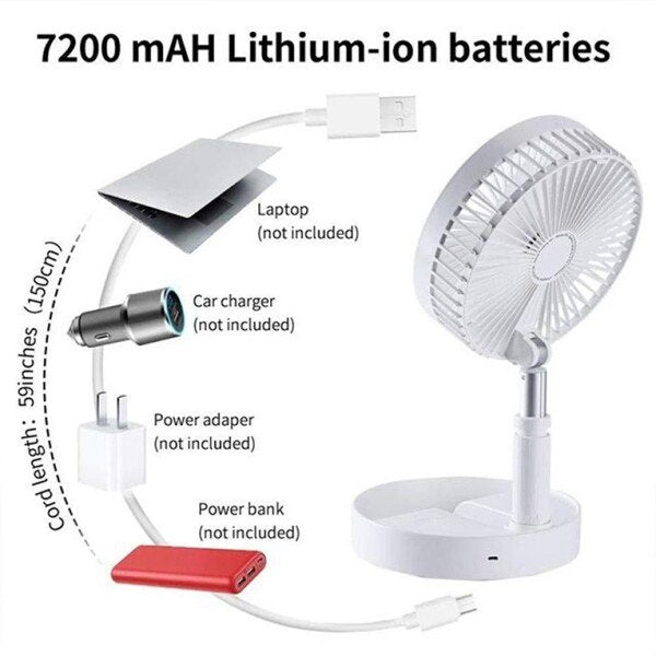 Folding Portable Retractable Floor Fan USB Desk Remote Control Fan (CLS-2390542)