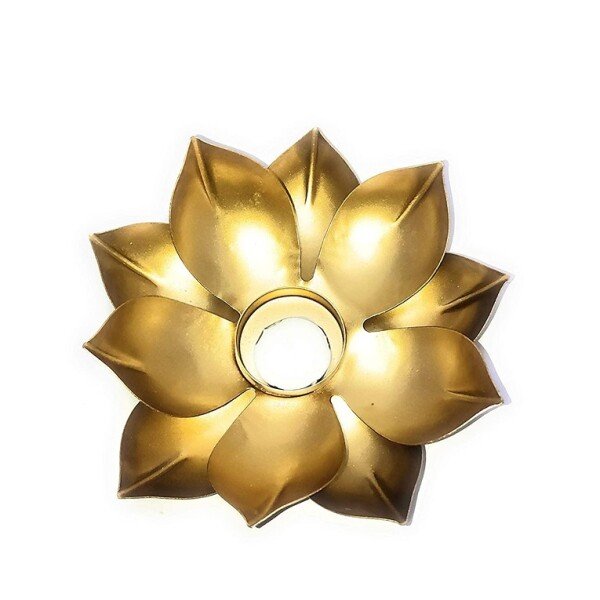 Golden Metal Lotus Shape Tealight Holder with Glass (CS-2385909)