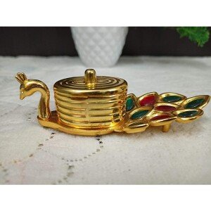 Golden Peacock Shape Roli Kumkum Box (CS-2377453)