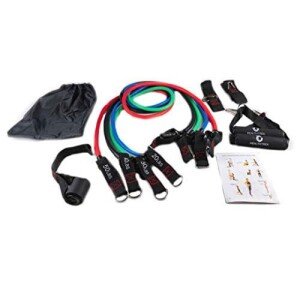 Healthtrek Resistance Tube Set of 4 with Foam Handles, Door Anchor, Ankle Strap & Bag, Exercise Guide Included (CLS-260941405)