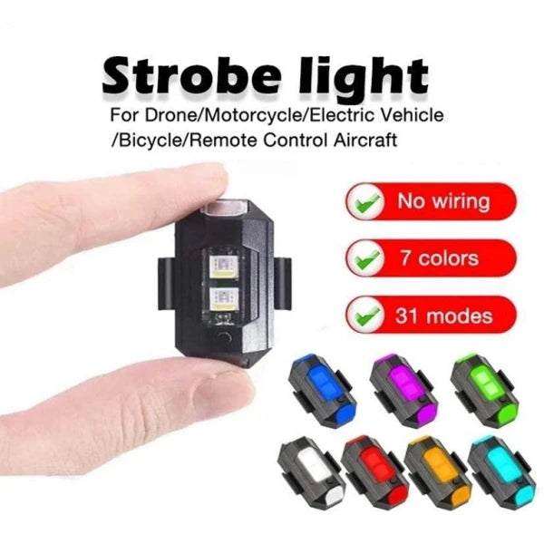 7 Colors LED With 3 Flashing, Blinking Modes Aircraft Strobe, Helmet Exterior Night Signal Light With USB Rechargeable Cable Kit, 2pcs (CLS-2381603)