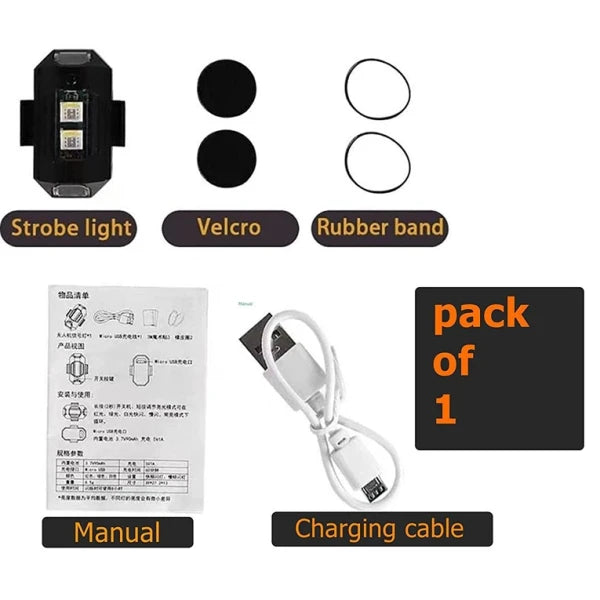 7 Colors LED With 3 Flashing, Blinking Modes Aircraft Strobe, Helmet Exterior Night Signal Light With USB Rechargeable Cable Kit, 2pcs (CLS-2381603)
