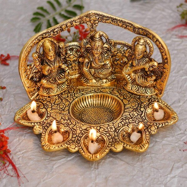 Laxmi Ganesh Saraswati Idol Oil Lamp (CS1407145)