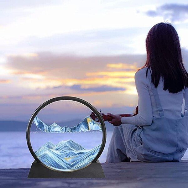 Moving Sand Art Picture Glass Liquid Painting (10 inch)