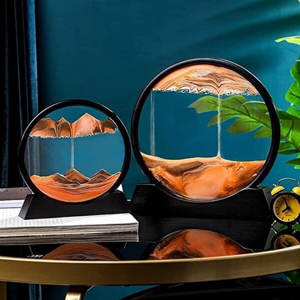 Moving Sand Art Picture Glass Liquid Painting 3D Natural Landscape showpieces for Home Decor, 7 inch (CS-2389218)