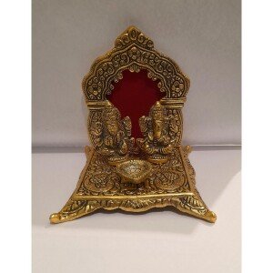 Oxide Metal Decorative Unique Handicraft Ganesh Laxmi Idol Showpiece with Oil Lamp Diya (CS-2361636)