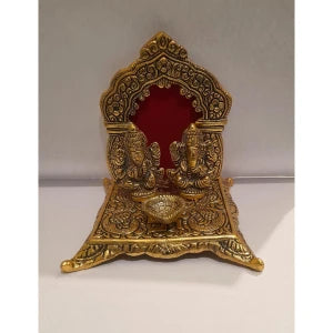 Oxide Metal Decorative Ganesh Laxmi Idol Showpiece with Oil Lamp Diya (CS-2361636)