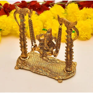 Oxide Metal Decorative Ganesh Laxmi Idol Showpiece with Oil Lamp Diya (CS-2361636)