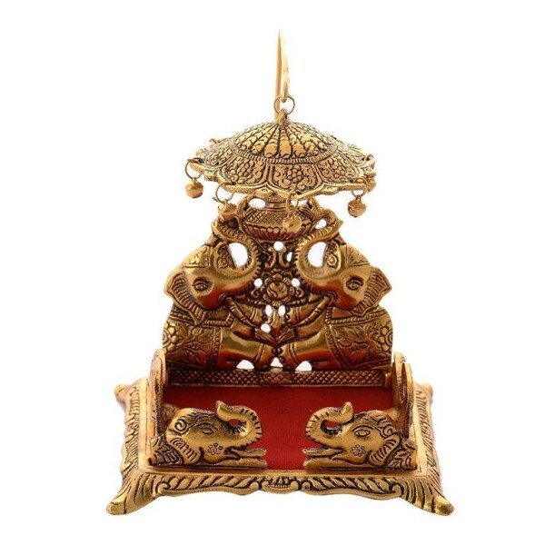 Oxide Metal Laddu Gopal Singhasan Showpiece for Pooja Chowki for Home Temple and Office (CS-2361798)