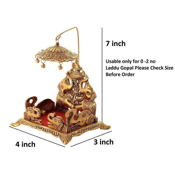 Oxide Metal Laddu Gopal Singhasan Showpiece for Pooja Chowki for Home Temple and Office (CS-2361798)