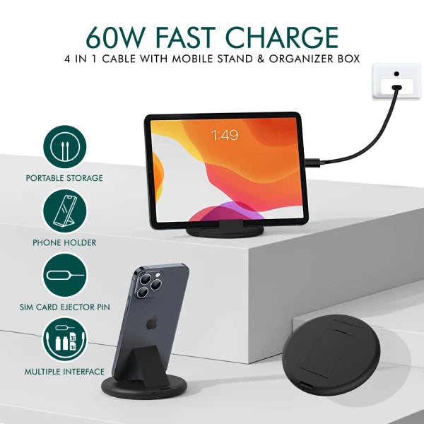 Pocket Travel Data Transfer Tool, 5-in-1 Multi-Type Phone Micro USB Type C Adapter Cable Conversion Head Set (CLS-260613184)