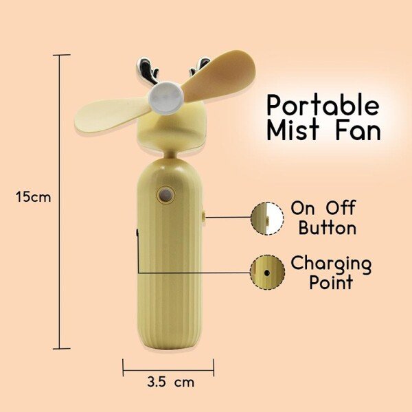 Portable Mini Humidifier Rechargeable Mist Spray Fan (Pack of 1) (Yellow) (CLS-2389678)
