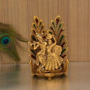 Radha Krishna Idol Statue with Diya Showpiece (CS-1636264)