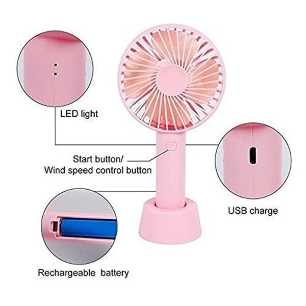 Rechargeable Handheld Mini Hand Fan Battery Operated (Multicolor) (CLS-2390899)