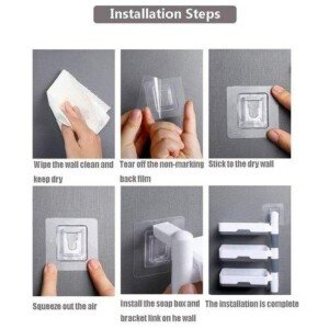 Soap Dish Holder – Wall Mounted Rotatable Self-Adhesive 3 Layer Soap Dish Holder for Bathroom Shower and Kitchen (CS-2087492)